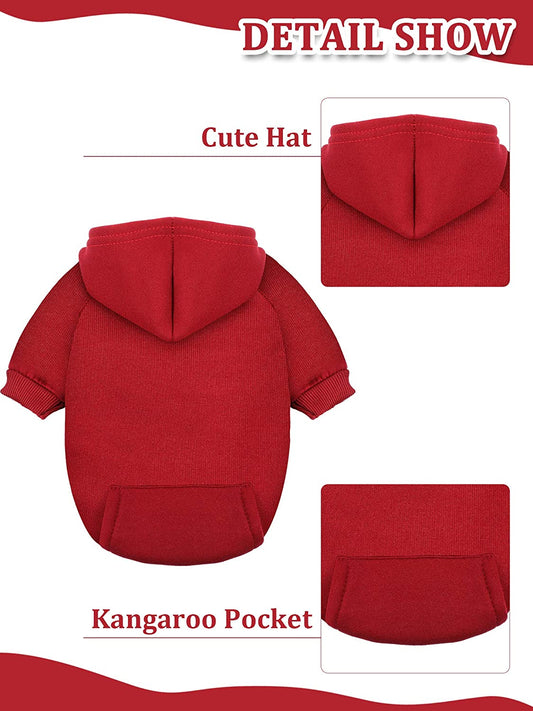 4 Pieces XXS Dog Sweaters Dog Hoodie Clothes with Hat for Small Dogs Puppy Pet Winter Warm Hoodies Coat Sweater Shirt Chihuahua Clothes with Pocket