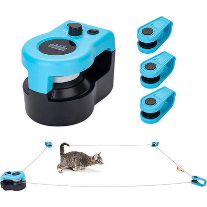Interactive Smart Cat Toy | Automatic Teaser Machine with Remote Control Multi-Attachment Laser & Feather Teaser for Indoor Pets
