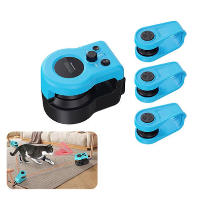 Interactive Smart Cat Toy | Automatic Teaser Machine with Remote Control Multi-Attachment Laser & Feather Teaser for Indoor Pets